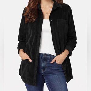 Roaman’s Black Corduroy Button-Front Shirt Jacket - 16W